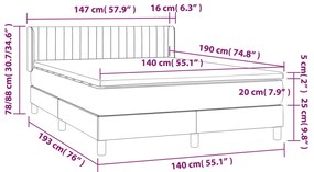 vidaXL Κρεβάτι Boxspring με Στρώμα Μαύρο 140x190 εκ. Υφασμάτινο