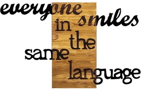 Διακοσμητικό Τοίχου Everyone Smiles in The Same Language 899SKL2198 95x3x58cm Walnut-Black Wallity Μέταλλο,Ξύλο