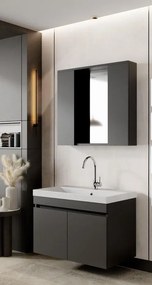 Stewehome Σετ Μπάνιου με Νιπτήρα &amp;amp; Καθρέπτη Ματ Ανθρακί MDF 80x60x45 cm