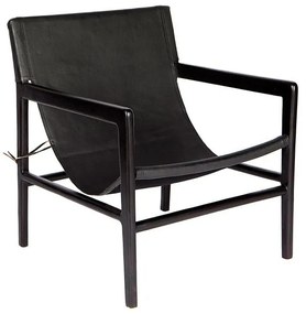 Supergreens Πολυθρόνα Δερμάτινη Teak Μαύρη 63x70x88 εκ.