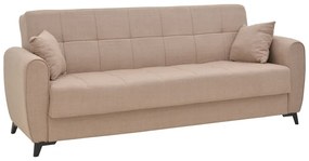 Καναπές-κρεβάτι με αποθηκευτικό χώρο τριθέσιος Lincoln pakoworld μπεζ ύφασμα 225x75x85εκ