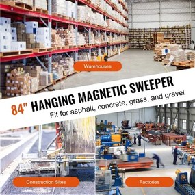 VEVOR 84in Hanging Magnet Magnetic Sweeper Tool 120lbs Lifting Magnet for Forklift