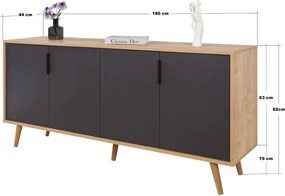 Κονσόλα Sapphire Δρυς / Ανθρακί PROCI 180x44x18