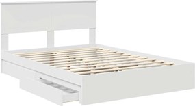 vidaXL Κρεβάτι Αποθήκης Λευκό 140 x 190 cm Επεξεργασμένο ξύλο