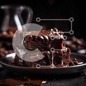 Intra Συλλεκτικό Ξύλινο Παζλ Plywood  4mm - Λαχταριστό Brownie σοκολάτας με περιχυμένη σάλτσα σοκολάτας Σε Ξύλινο Κουτί - Διαστάσεις: 10x10 cm – 25 κομμάτια