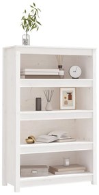 vidaXL Βιβλιοθήκη Λευκή 80x35x126 εκ. από Μασίφ Ξύλο Πεύκου