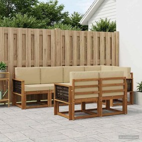 vidaXL Σειρά Καναπέ Εξωτερικού 7 pcs Φυσικό και Μπεζ Πολυεστέρας