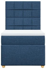 vidaXL Κρεβάτι Boxspring με Στρώμα Μπλε 100 x 200 εκ. Υφασμάτινο
