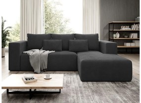 Γωνιακός καναπές - Κρεβάτι Striper με αποθηκευτικό χώρο, 255x161x91cm, Μαύρο - Δεξιά Γωνία - PL5478