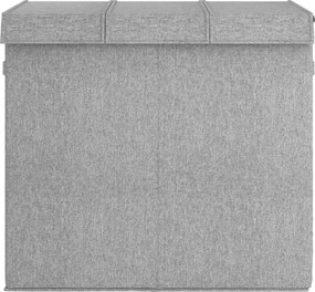 vidaXL Καλάθι Ρούχων Πτυσσόμενο Γκρι 64,5x34,5x59 ε. Συνθ. Λινό Ύφασμα