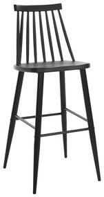 BAR STOOL HIGH SEAT VANESSA  BLACK PP &amp; BLACK METAL LEGS 47x48,5x107Hcm.