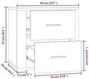 Κομοδίνο Επιτοίχιο Μαύρα 50 x 36 x47 εκ. - Μαύρο