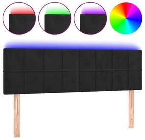 vidaXL Κεφαλάρι Κρεβατιού LED Μαύρο 144x5x78/88 εκ. Βελούδινο