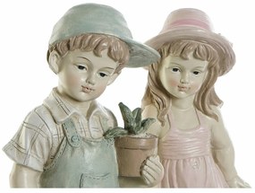 Διακοσμητική Φιγούρα DKD Home Decor Μπλε Ροζ Ρητίνη Παιδί (18 x 15 x 41 cm) (2 pcs)