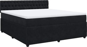 vidaXL Κρεβάτι Boxspring με Στρώμα Μαύρο 180x200 εκ. Βελούδινο
