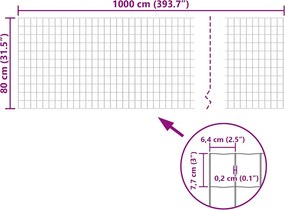 vidaXL Συρματόπλεγμα Γκρι 10 x 0,8 μ. Ατσάλινο
