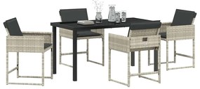 vidaXL Σέτ φαγητού για κήπο με μαξιλάρι 5 pcs Ανοιχτό γκρι Πολυ ράταν