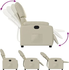 vidaXL Πολυθρόνα Ανακλινόμενη Κρεμ από Συνθετικό Δέρμα