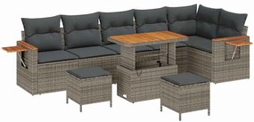 vidaXL Σετ Καναπέ Κήπου με μαξιλάρι 9 pcs Γκρι