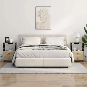 vidaXL Κομοδίνο με Σταθμό Φόρτισης με συρτάρι 2 pcs Sonoma Δρυς