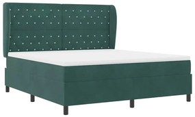 vidaXL Κρεβάτι με ελατήρια Σκούρο πράσινο 180 x 200 cm Βελούδο