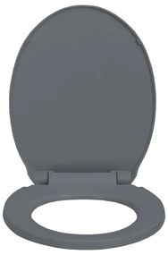 vidaXL Κάλυμμα Λεκάνης με Soft Close &amp; Quick Release Οβάλ Γκρι