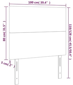 vidaXL Κεφαλάρι Κρεβατιού LED Ροζ 100x5x118/128 εκ. Βελούδινο