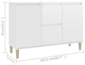 Μπουφές Γυαλιστερή Λευκή 101x35x70 εκ. από Επεξεργασμένο Ξύλο - Λευκό