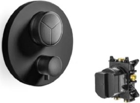 Almar Thermo Core Push E176633 Black Matt - Θερμοστατικος Μίκτης εντοιχισμού 3 εξόδων