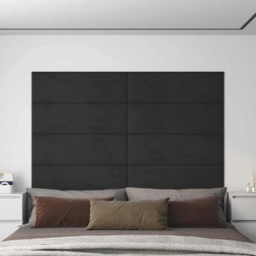 vidaXL Κεφαλάρι Τοίχου 12 pcs Μαύρο Βελούδο