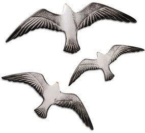 Διακοσμητικό Τοίχου Flying Seagulls (Σετ 3Τμχ) 565TNL1179 30x2x11/24x2x9/19x2x7cm Multi-White Aberto Design Πολυέστερ