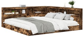 vidaXL Κρεβάτι Βιβλιοθήκης Καπνιστού Δρυ 180x200 εκ. Κατασκευασμένο Ξύλο