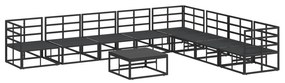 vidaXL Σετ Καναπέ Κήπου 9 pcs Μαύρο 70 x 70 x 32 εκ Αλουμίνιο