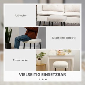 HOMCOM Σκαμπό, υποπόδιο, επενδεδυμένο κάθισμα, όψη κασμίρ, ατσάλινα πόδια, 42 x 42 x 44 cm, Ανοιχτό γκρι