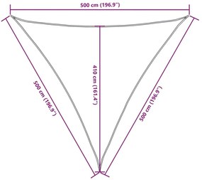 Πανί Σκίασης Τρίγωνο Τερακότα 5 x 5 x 5 μ. από Ύφασμα Oxford  - Καφέ