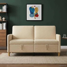 vidaXL Καναπές με Αποθήκευση Κρεμ 152 x 78 x 87 εκ Πολυεστέρας