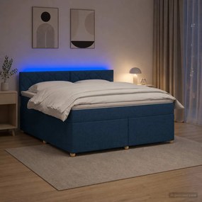vidaXL Κρεβάτι box spring με στρώμα Μπλε 160 x 200 cm Ύφασμα