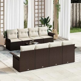 vidaXL Σετ Καναπέ Κήπου 9 pcs Καφέ Πολυ ράταν