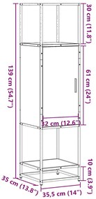 Highboard Μαύρο 35,5x35x139 cm Κατασκευασμένο ξύλο και μέταλλο - Μαύρο
