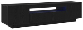 vidaXL Κάδος τηλεόρασης με LED φώτα, Μαύρο Δρυς, 160x35x40 εκ., από επεξεργασμένο ξύλο