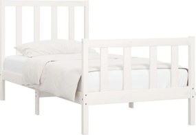vidaXL Πλαίσιο Κρεβατιού Λευκό 75x190 εκ. Μασίφ Ξύλο Small Single