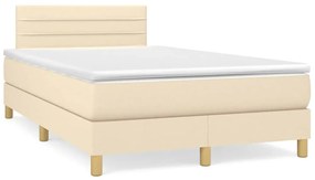 vidaXL Κρεβάτι Boxspring με Στρώμα &amp; LED Κρεμ 120x190 εκ. Υφασμάτινο