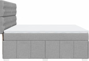 vidaXL Κρεβάτι Boxspring με Στρώμα Ανοιχτό Γκρι 180x200 εκ. Υφασμάτινο