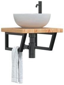 Ράφι Νιπτήρα Τοίχου από Ατσάλι / Μασίφ Ξύλο Δρυός