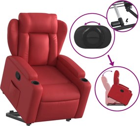 vidaXL Πολυθρόνα Ανακλινόμενη με Ανύψωση Κόκκινη από Συνθετικό Δέρμα