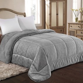 Κουβερτοπάπλωμα Ανάγλυφο Flannel/Sherpa 220×240 ADAM HOME (820) GREY 220X240