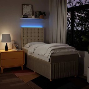 vidaXL Κρεβάτι Boxspring με Στρώμα Κρεμ 90x190 εκ.Υφασμάτινο