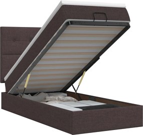 vidaXL Κρεβάτι Ottoman με στρώμα Σκούρο Καφέ 100 x 200 cm Ύφασμα