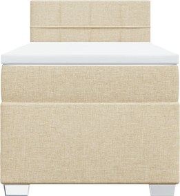 vidaXL Κρεβάτι Boxspring με Στρώμα Κρεμ 100 x 200 εκ. Υφασμάτινο