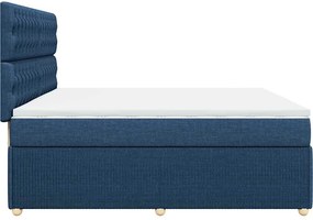 vidaXL Κρεβάτι Boxspring με Στρώμα Μπλε 200x200 εκ. Υφασμάτινο
